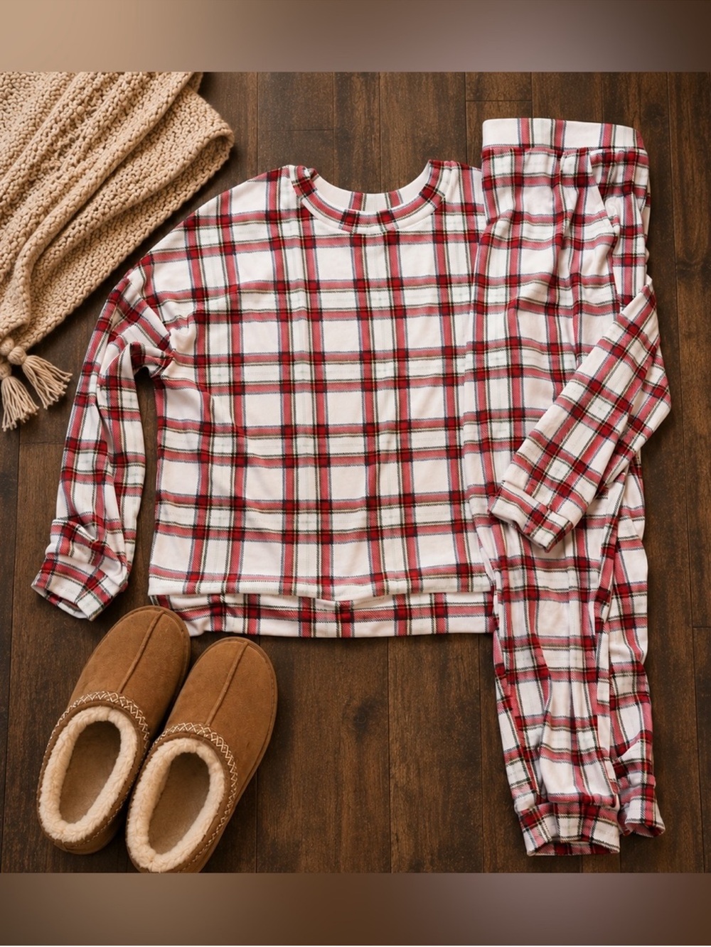 Auden Christmas Plaid Fleece Pajama Set Women’s XXL Red Green Holiday PJs